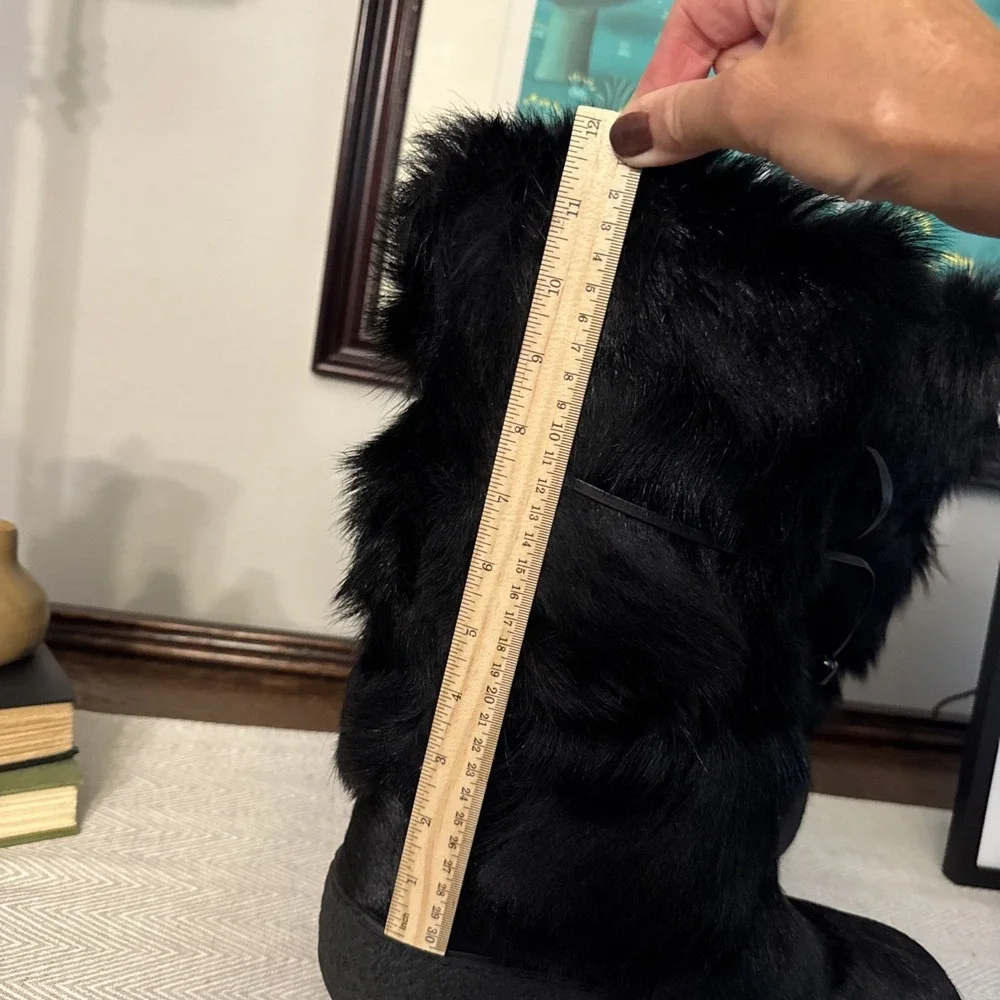Regina Anna Black Goat Fur Water Repellent Boots Italy US 10 EU 41 Designer